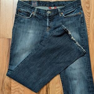 Lucky Brand Womens 32/14 Lil Maggie Flare Jeans Y2K Pocket Embroidery Distressed